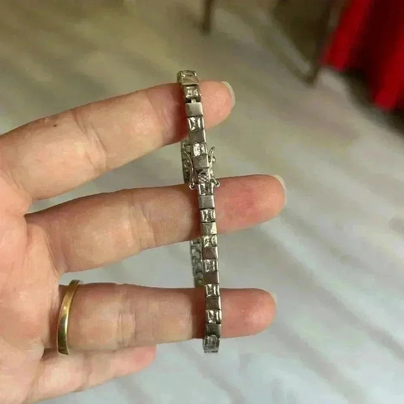 COPY - 4/$100 STERLING silver diamond  stamped vintage chain link bracelet - Picture 6 of 6